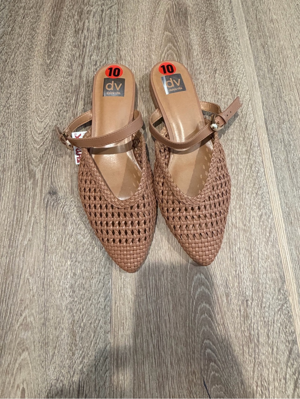 DV by Dolce Vita Tan Woven Pointed Toe Slingback Mules